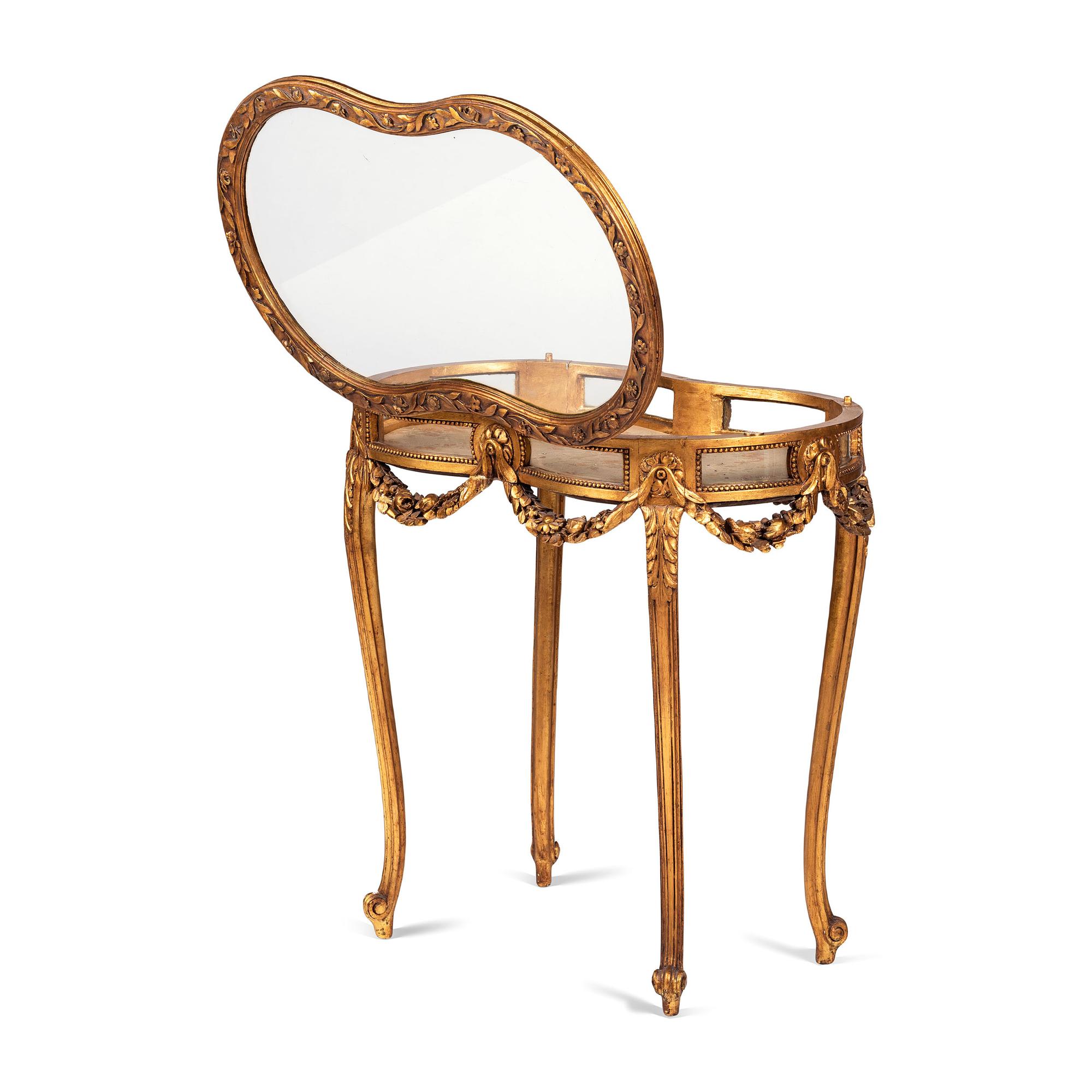 A Louis XV Style Giltwood Vitrine Table
