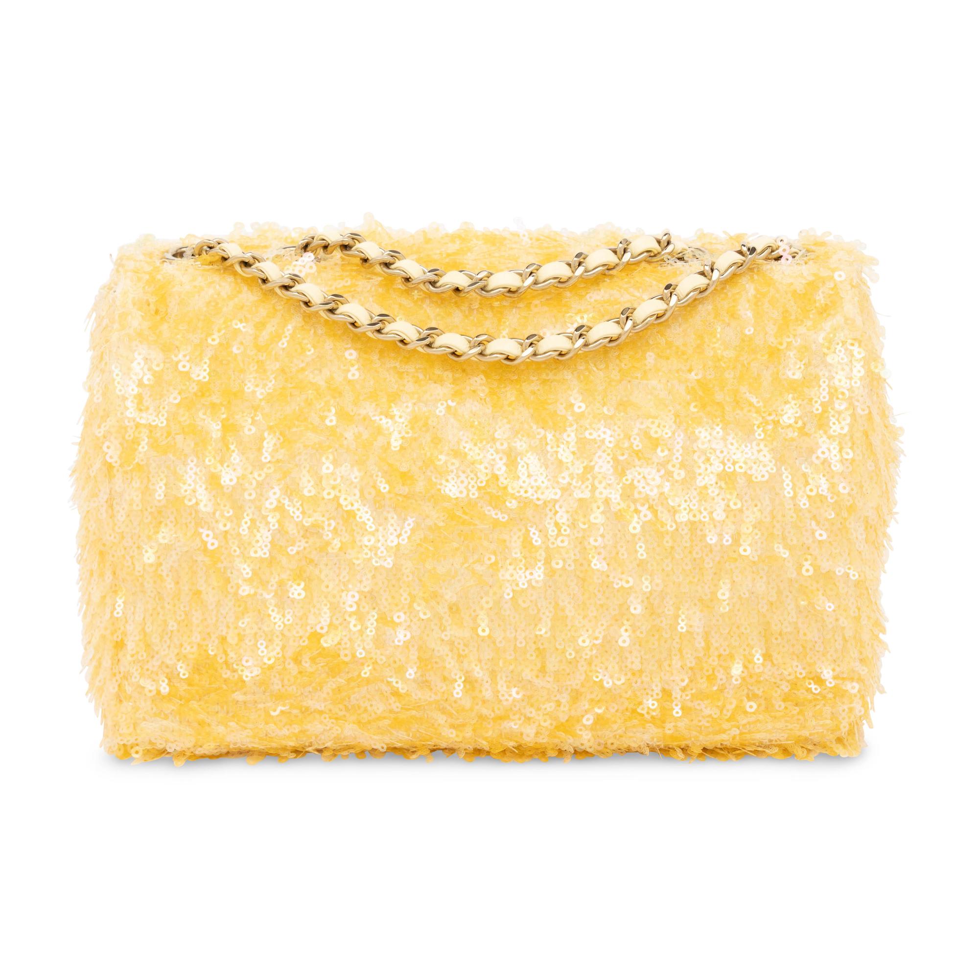 Chanel, Mini Classic Flap in Yellow Sequin Fringe, 2025