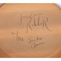 Carved Red and Tan Pottery Jar