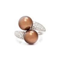 CULTURED BROWN PEARL AND DIAMOND RING