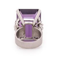 Amethyst, Diamond, and White Gold Ring