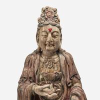A large carved and polychromed wood figure of the Bodhisattva Puxian 木雕普贤菩萨坐像 Ming Dynasty or later ????