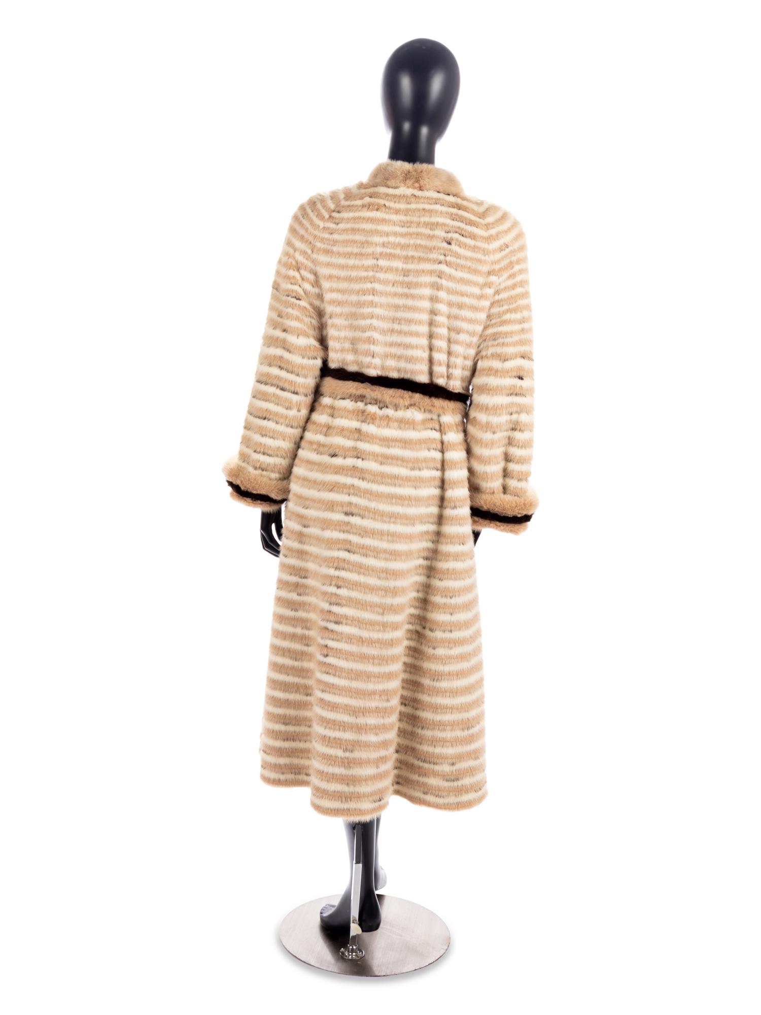 Vintage Striped Mink Coat, 1970-90s