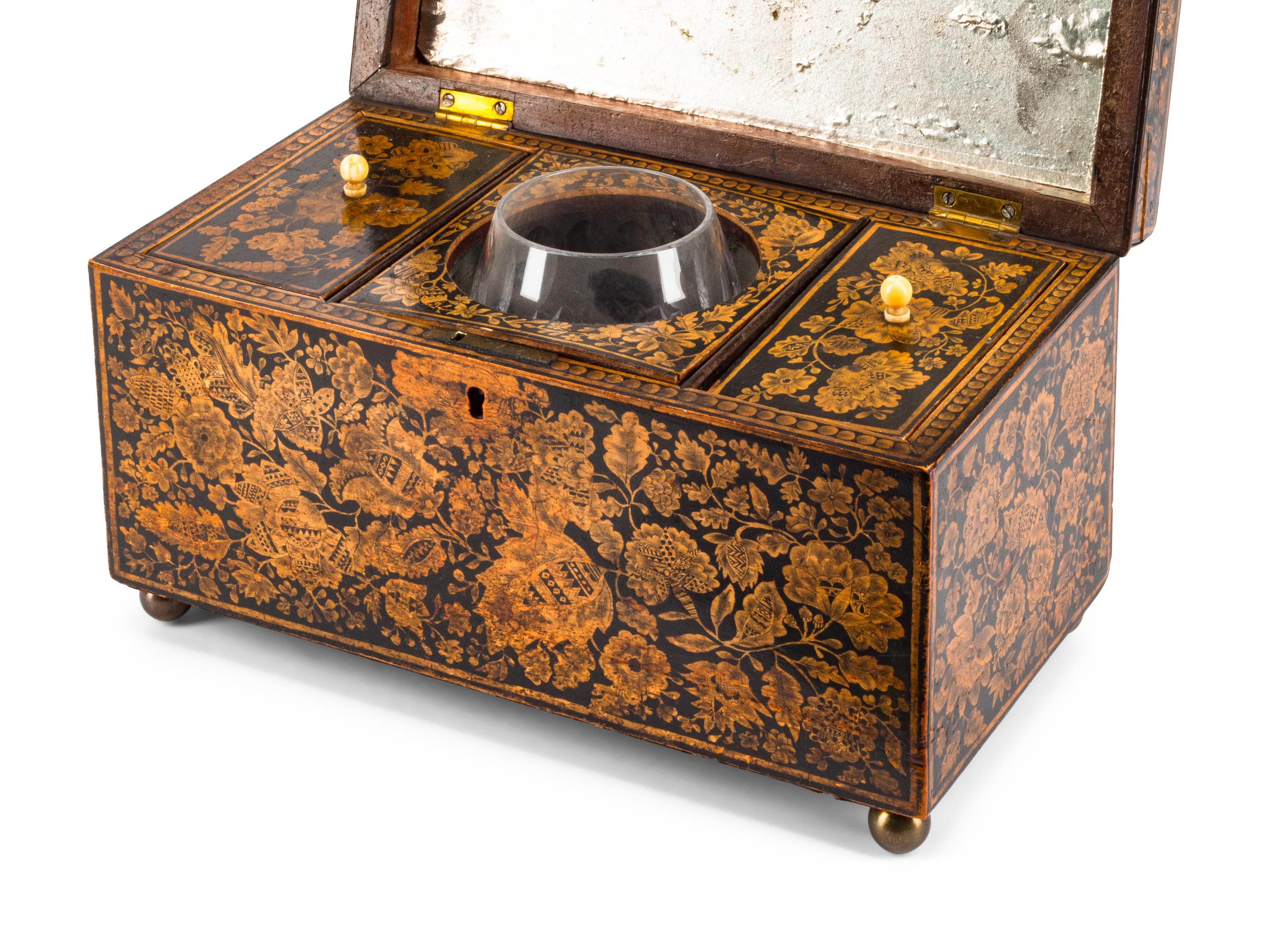An English Penwork Tea Caddy