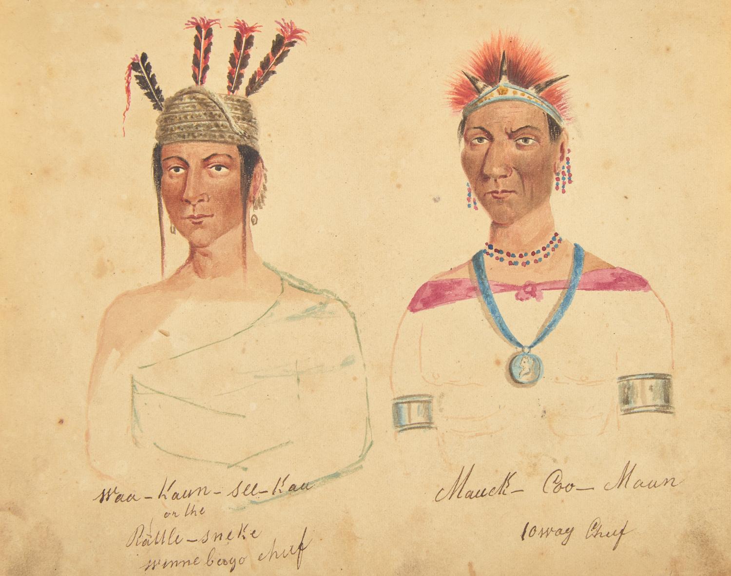 [Native Americana] [Lewis, James Otto] Schweighofer, Julius. Near-Contemporary Sketchbook of Images from James Otto Lewis' "Aboriginal Port Folio"