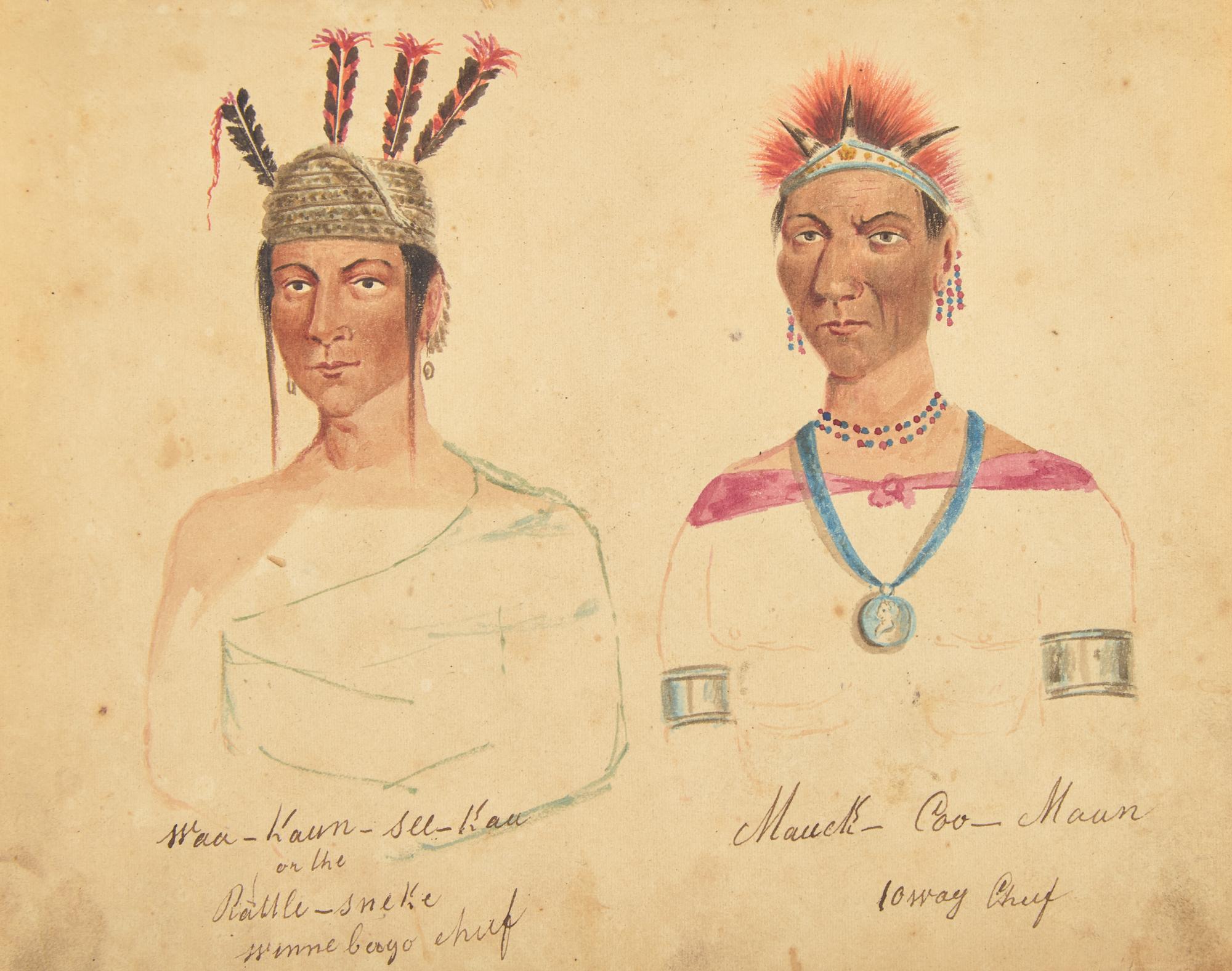 [Native Americana] [Lewis, James Otto] Schweighofer, Julius. Near-Contemporary Sketchbook of Images from James Otto Lewis' "Aboriginal Port Folio"