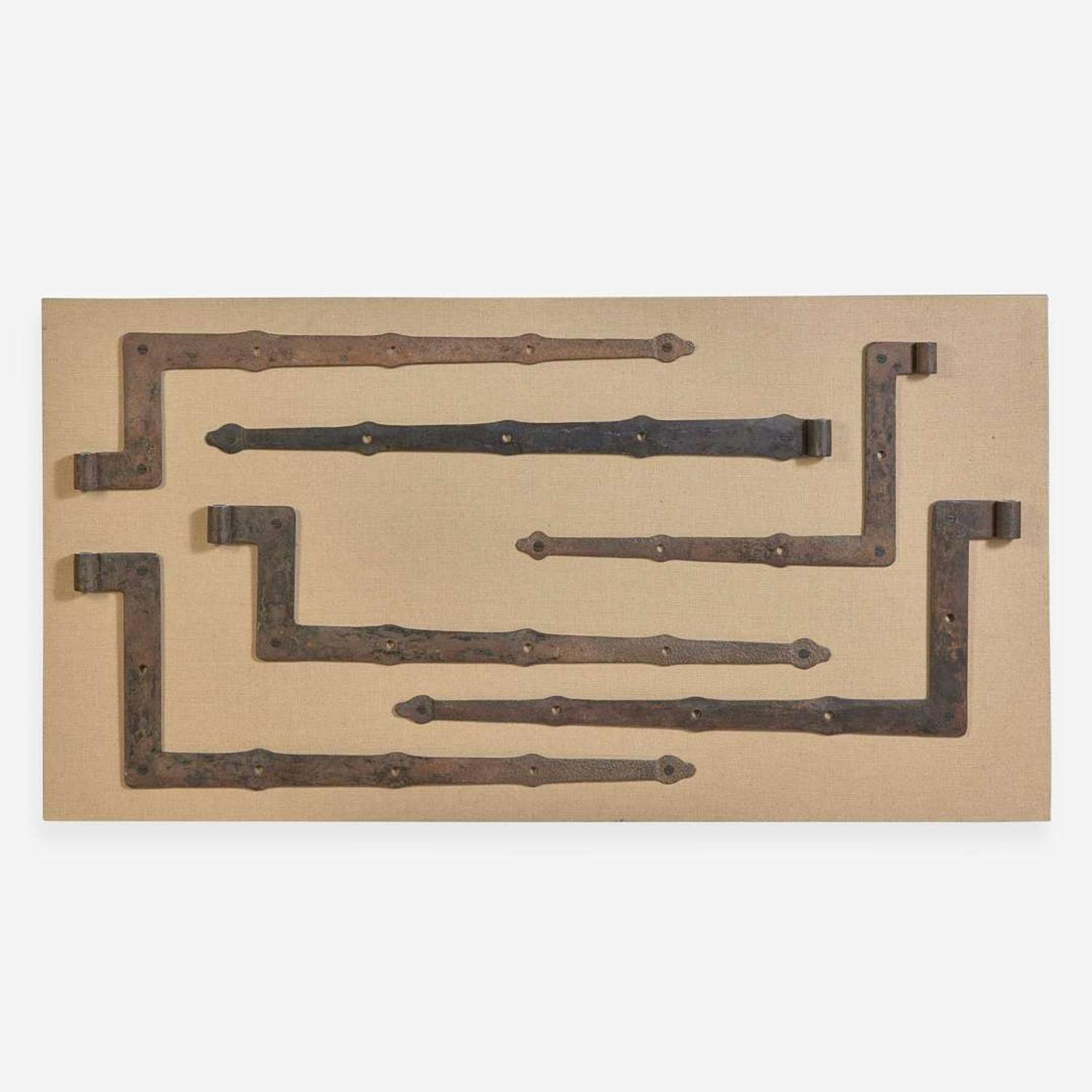 Samuel Yellin (American, b. Ukraine, 1884-1940) Group of Six Iron Strap Hinges, USA, circa 1920s