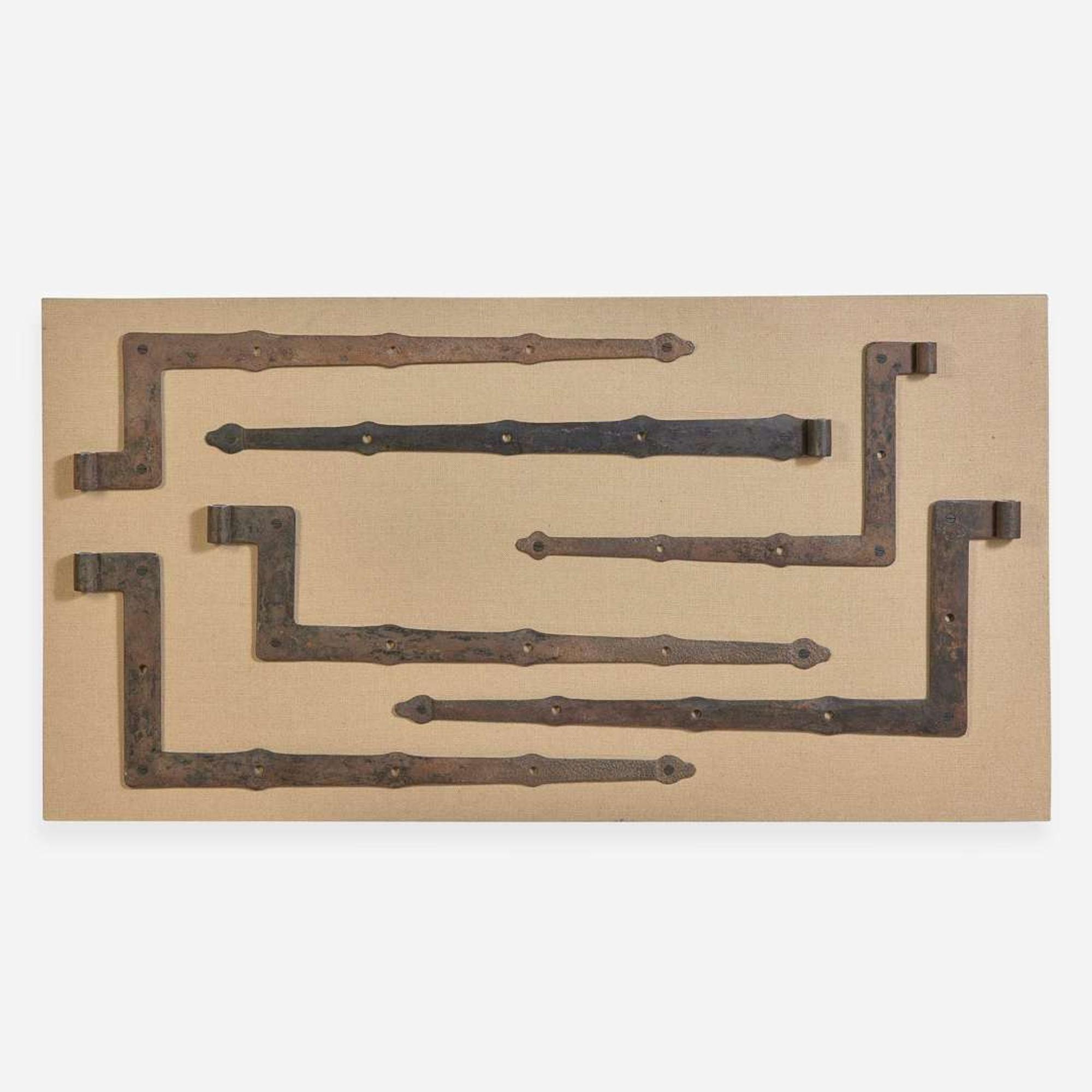 Samuel Yellin (American, b. Ukraine, 1884-1940) Group of Six Iron Strap Hinges, USA, circa 1920s