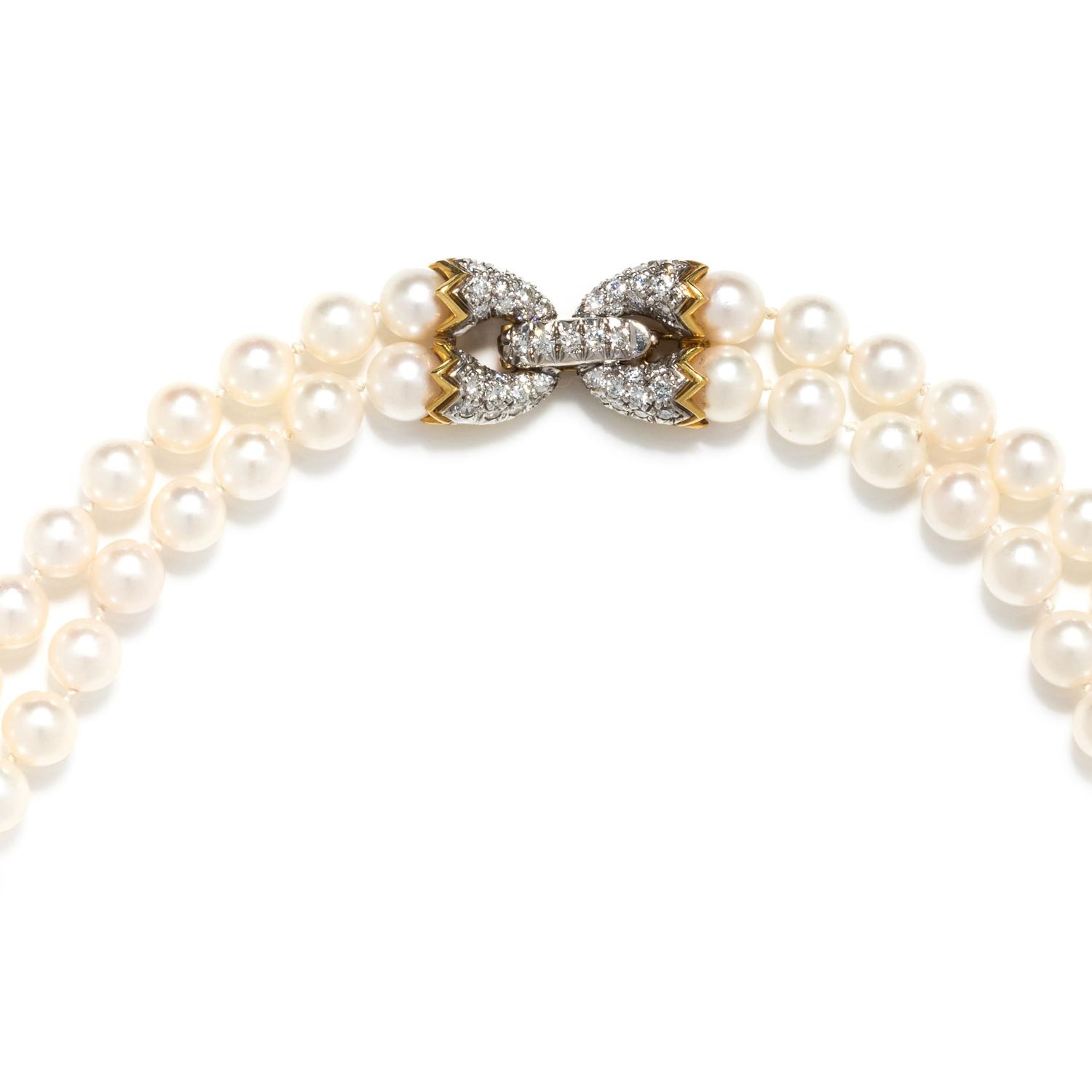 CULTURED PEARL AND DIAMOND NECKLACE