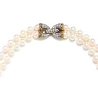 CULTURED PEARL AND DIAMOND NECKLACE