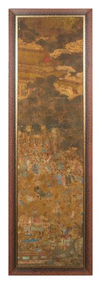 A Set of Six Chinese Ink and Color on Silk Panels MING DYNASTY 81 1/4 x 22 3/4 inches. — MING DYNASTY
