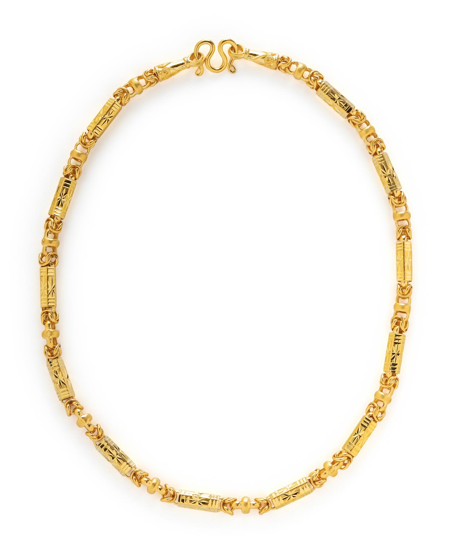 A HIGH KARAT YELLOW GOLD BYZANTINE FANCY LINK NECKLACE AND DIAMOND AND TOURMALINE CONVERTIBLE NECKLACE