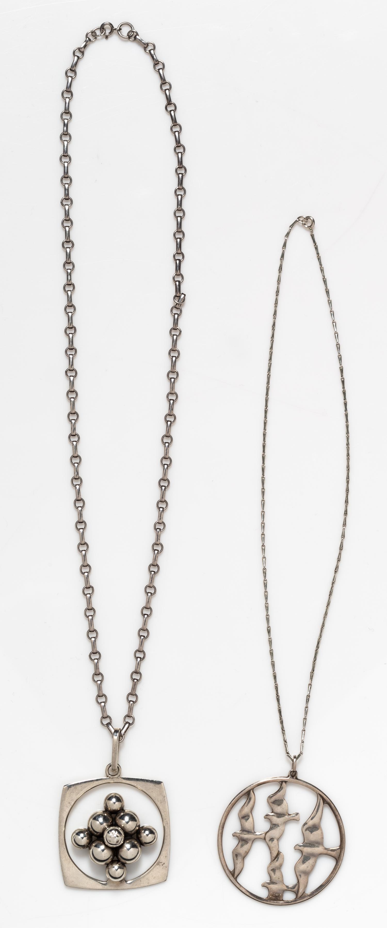 A Collection of Sterling Silver Pendant Necklaces, 33.10 dwts.