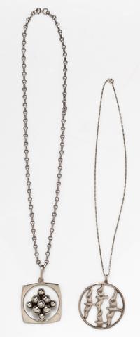 A Collection of Sterling Silver Pendant Necklaces, 33.10 dwts.
