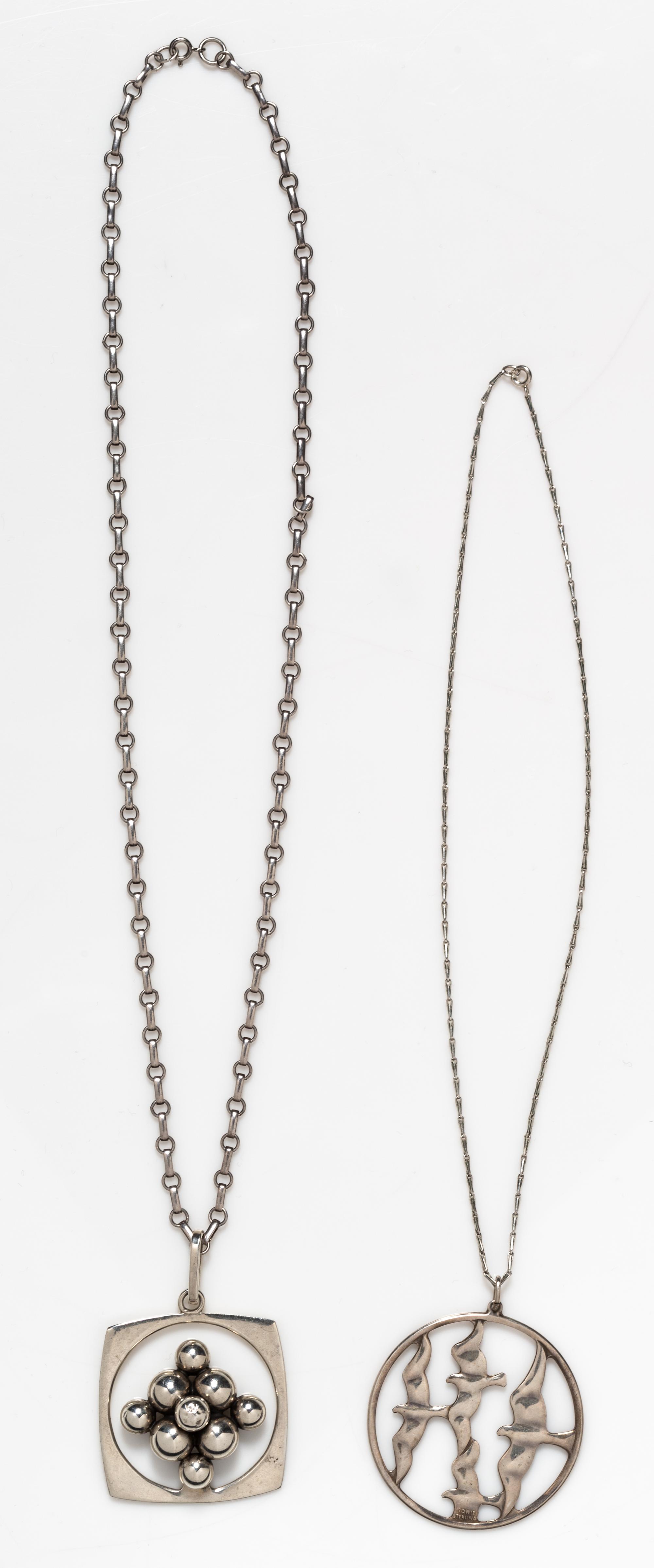 A Collection of Sterling Silver Pendant Necklaces, 33.10 dwts.