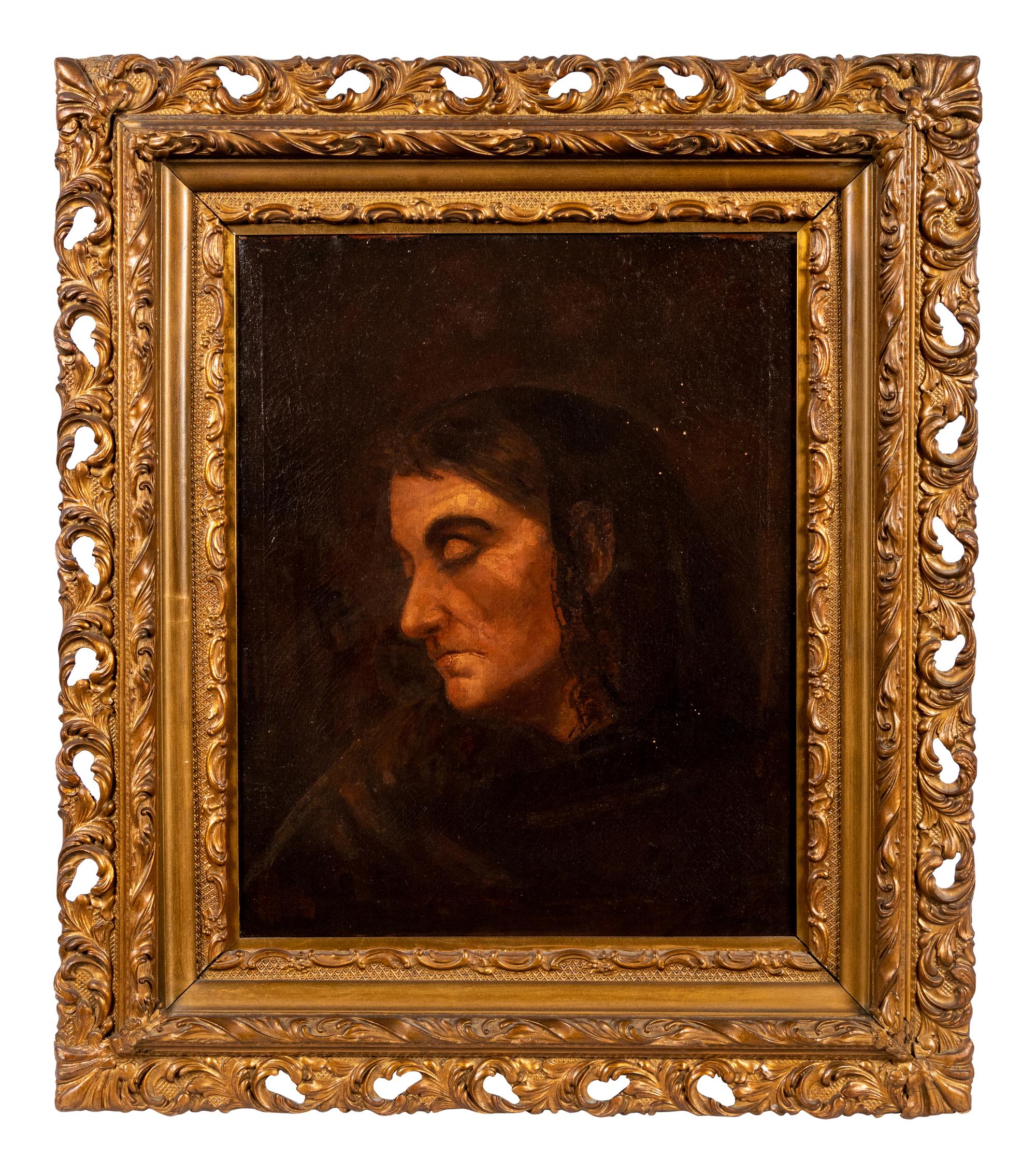 Portrait of a Woman in Black and Brown