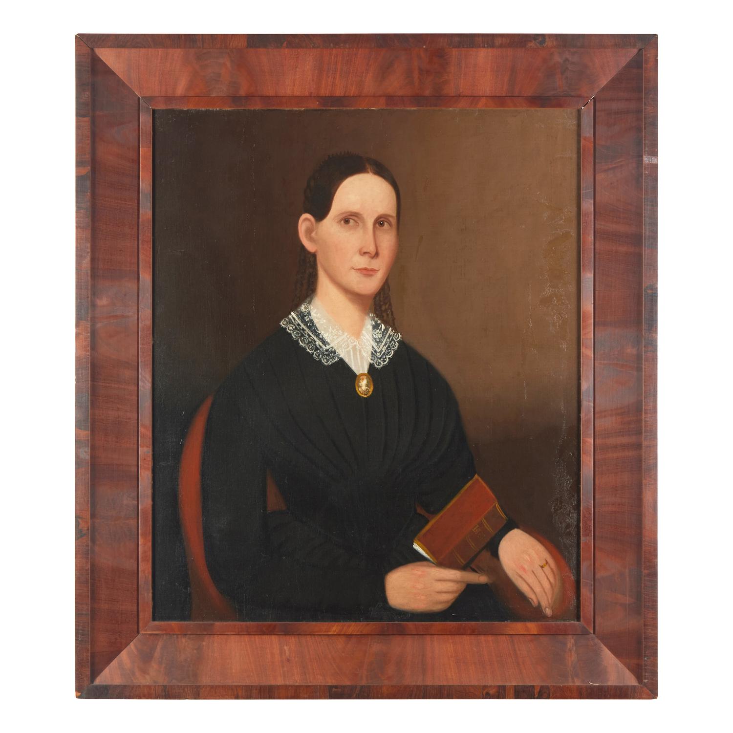 American School 19th Century, A Pair of Portraits: Lady and Gentleman