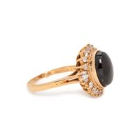 BLACK STAR SAPPHIRE AND DIAMOND RING