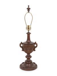 Two Carved Wood Table Lamps
