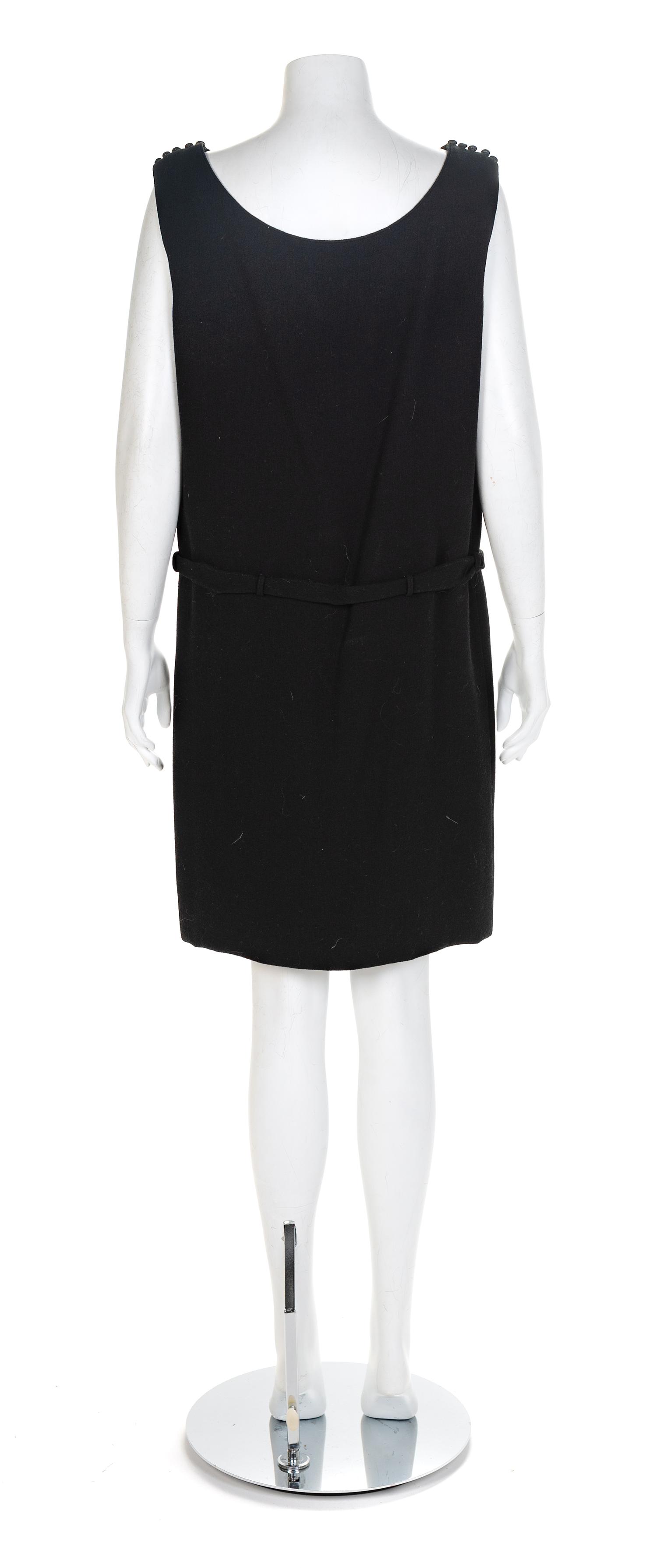 Norman Norell Black Wool Sheath Dress, 1960s No size label