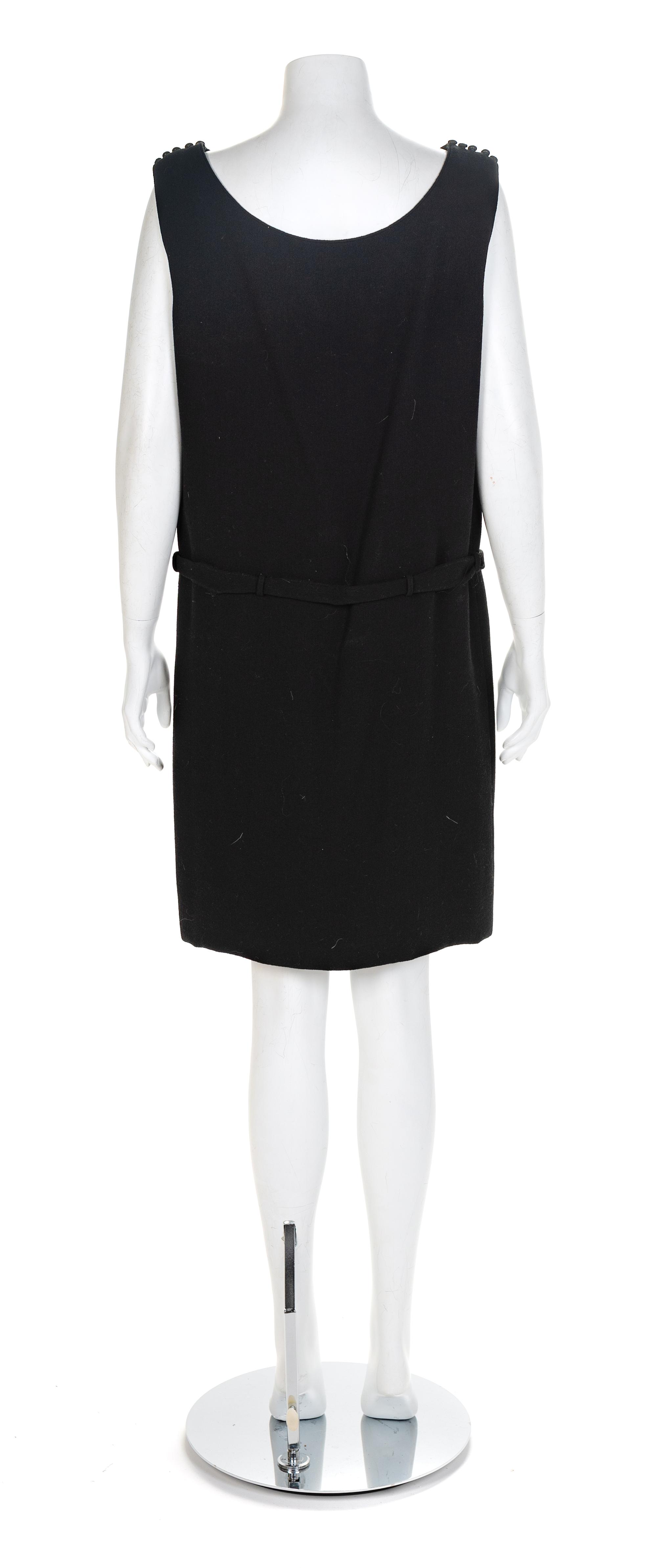 Norman Norell Black Wool Sheath Dress, 1960s No size label