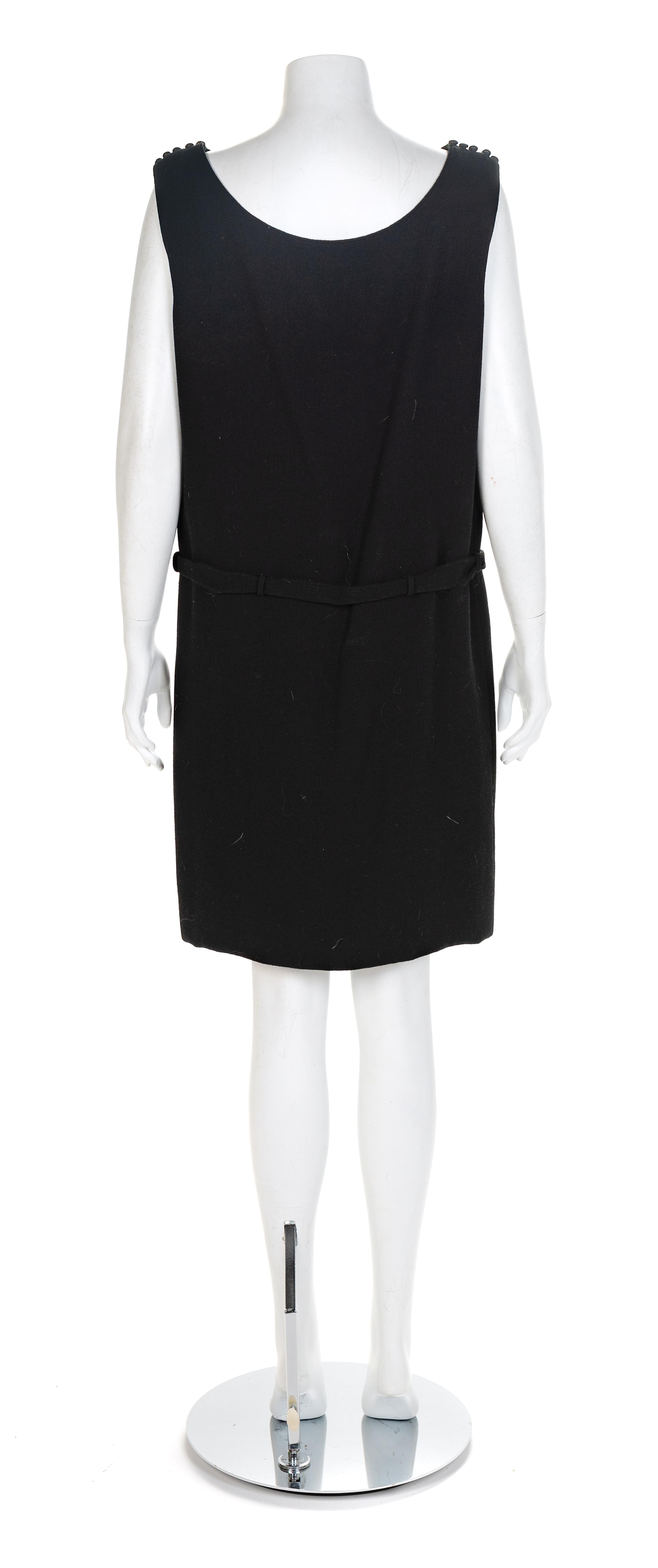 Norman Norell Black Wool Sheath Dress, 1960s No size label