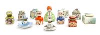 A Collection of Twelve Porcelain Inkwells, Height of tallest 4 inches.