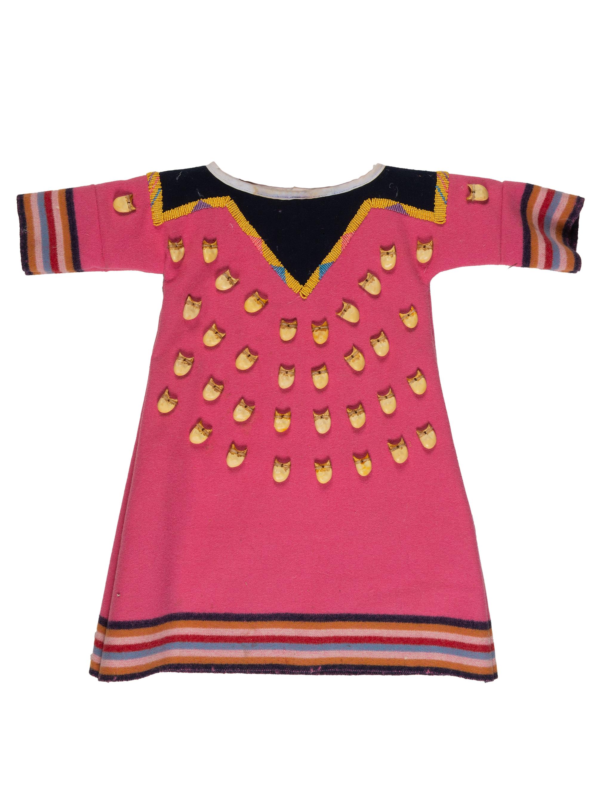 Girl's Pink Wool Elk Tooth Dress