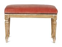 A Louis XVI Style Painted and Velvet-Upholstered Bench
