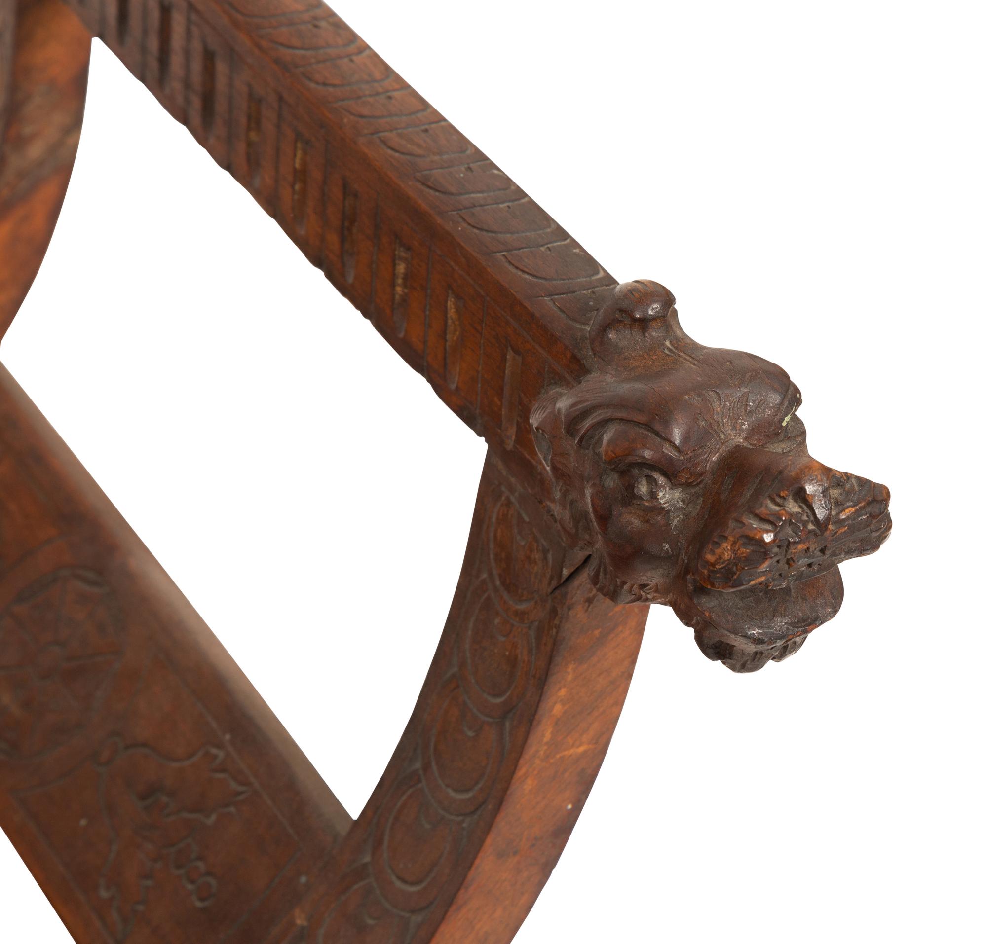 An Italian Carved Mahogany Gondola Chair with Swivel Seat
