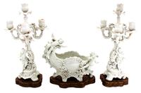 Three Italian Blanc de Chine Table Articles Height of tallest 15 1/4 inches.