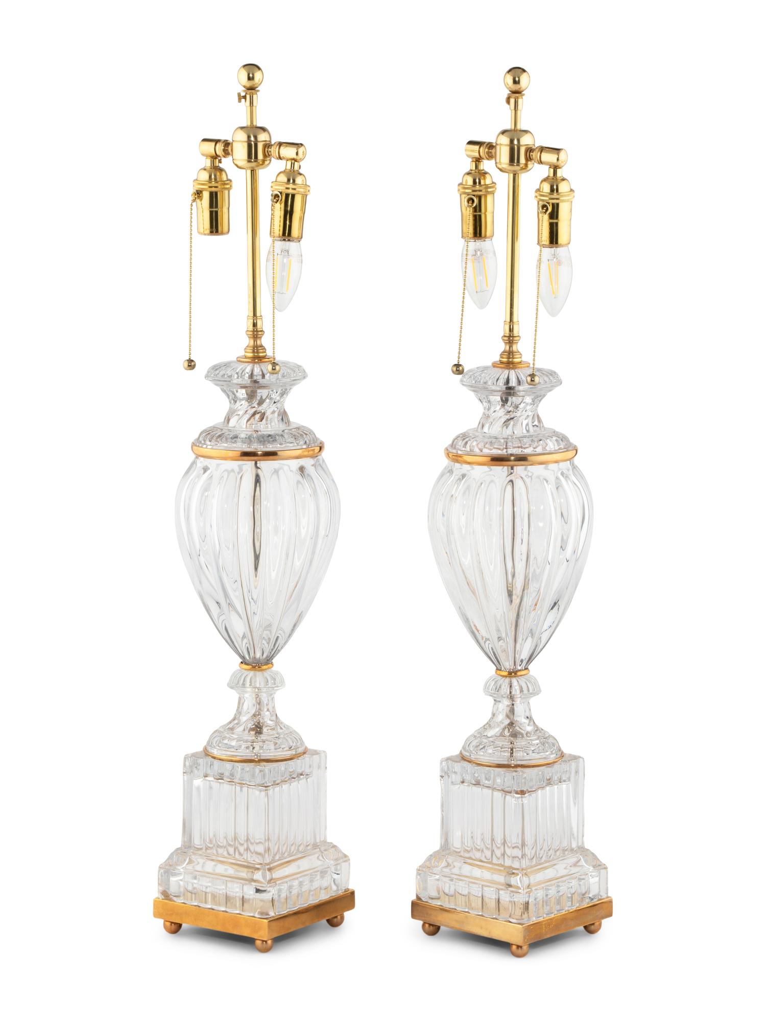 A Pair of Molded Glass Table Lamps