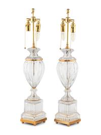 A Pair of Molded Glass Table Lamps
