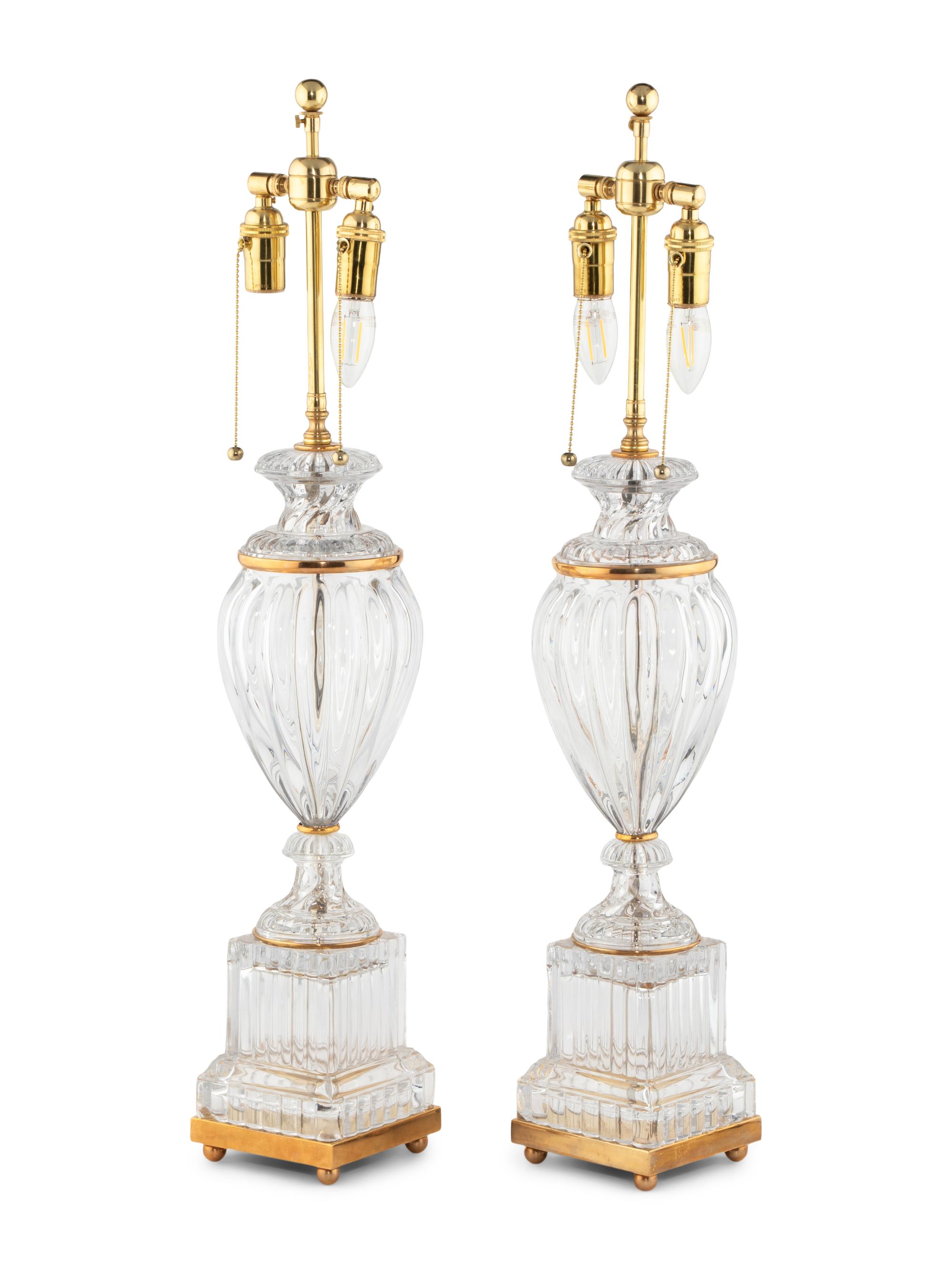 A Pair of Molded Glass Table Lamps