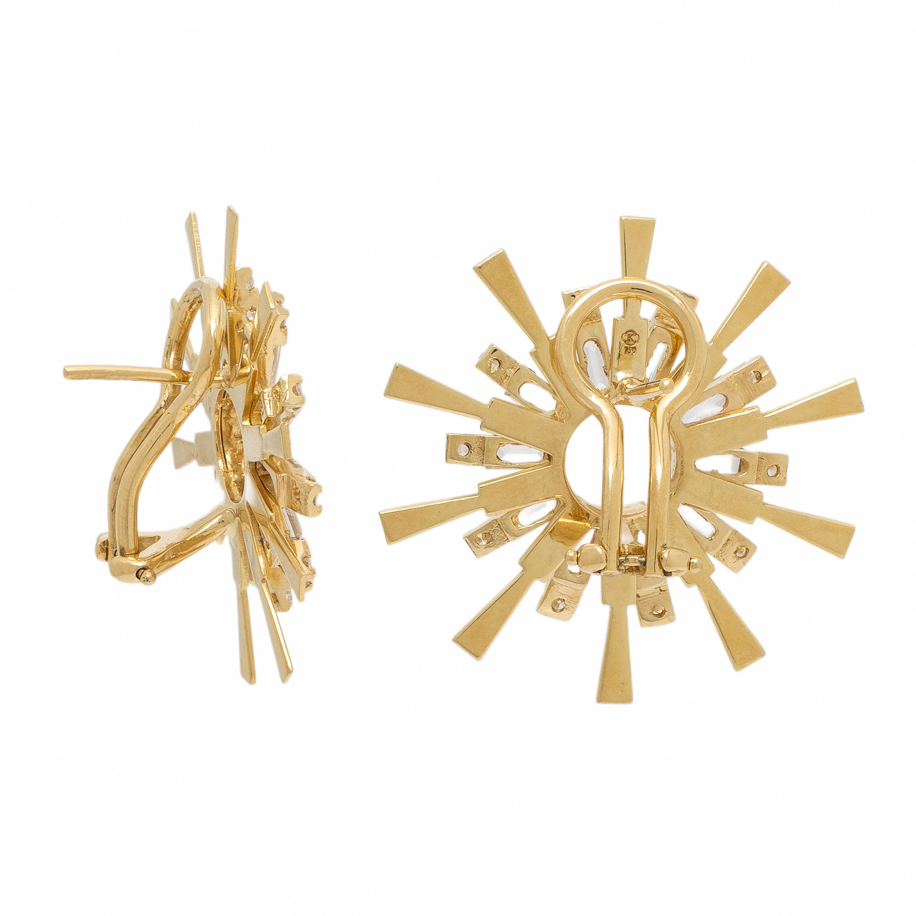 Carol Kauffmann, Yellow Gold and Diamond Sunburst Earrings