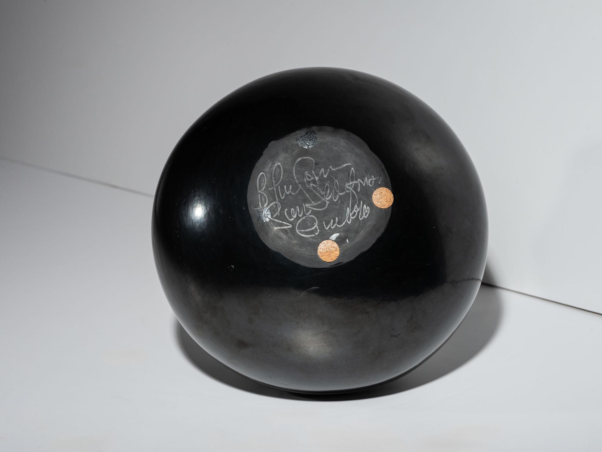 Blackware Pottery Jar, with Repeating Feathers