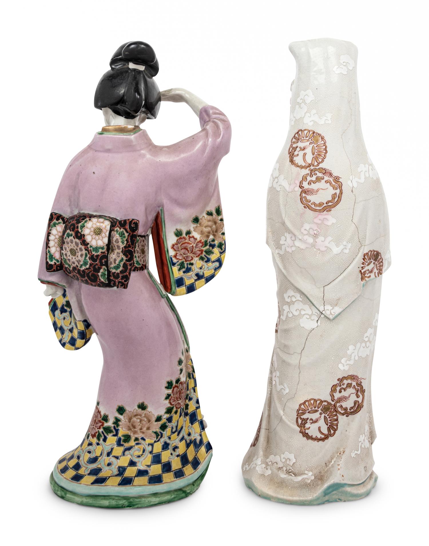 Two Japanese Polychrome Porcelain Figures