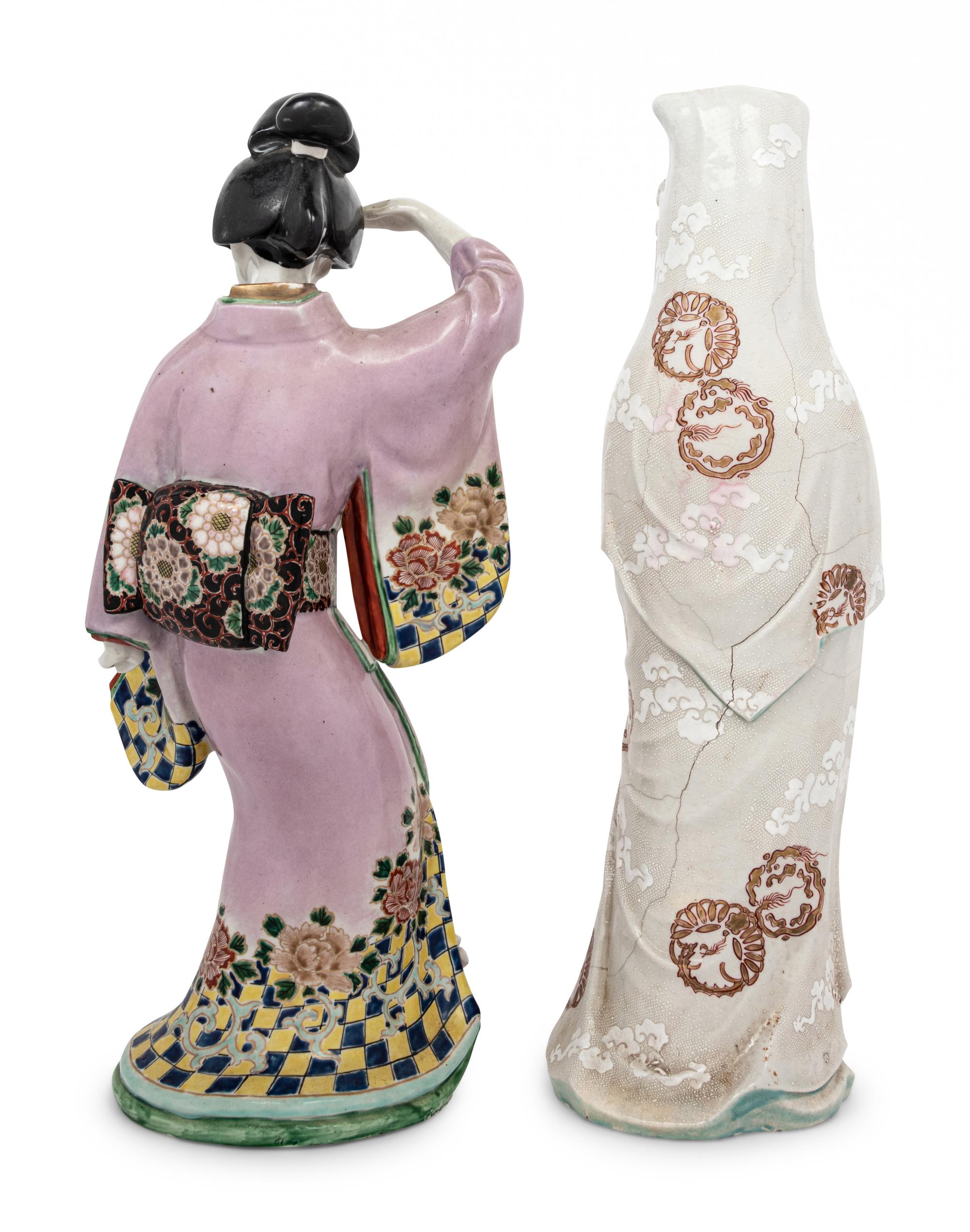 Two Japanese Polychrome Porcelain Figures