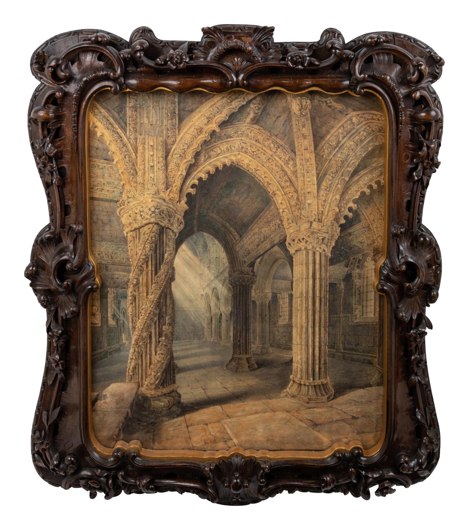 A Pair of Rococo Style Carved Walnut Frames