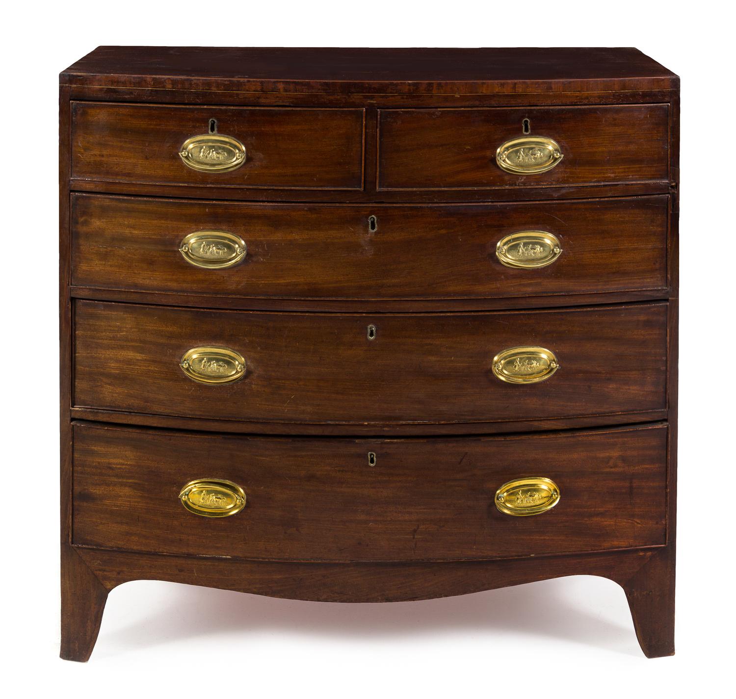 A George III Style Mahogany Chest of Drawers Height 39 5/8 x width 40 7/8 x depth 19 1/2 inches. — 19TH CENTURY