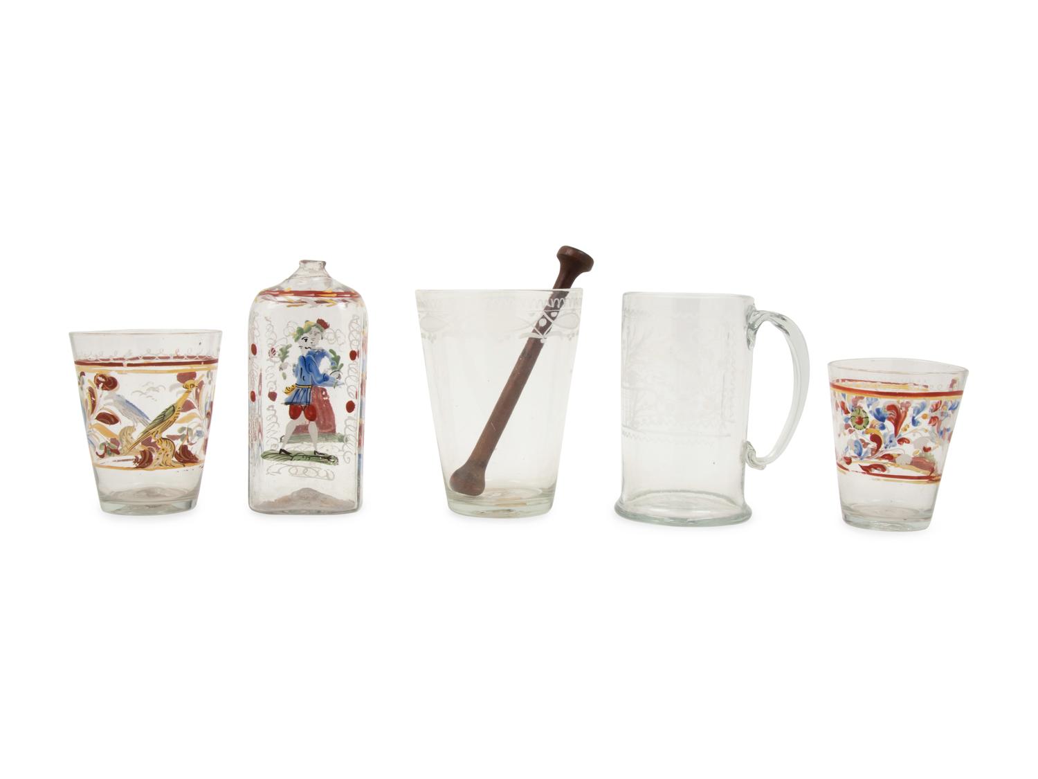 Five Stiegel-Type Glass Articles