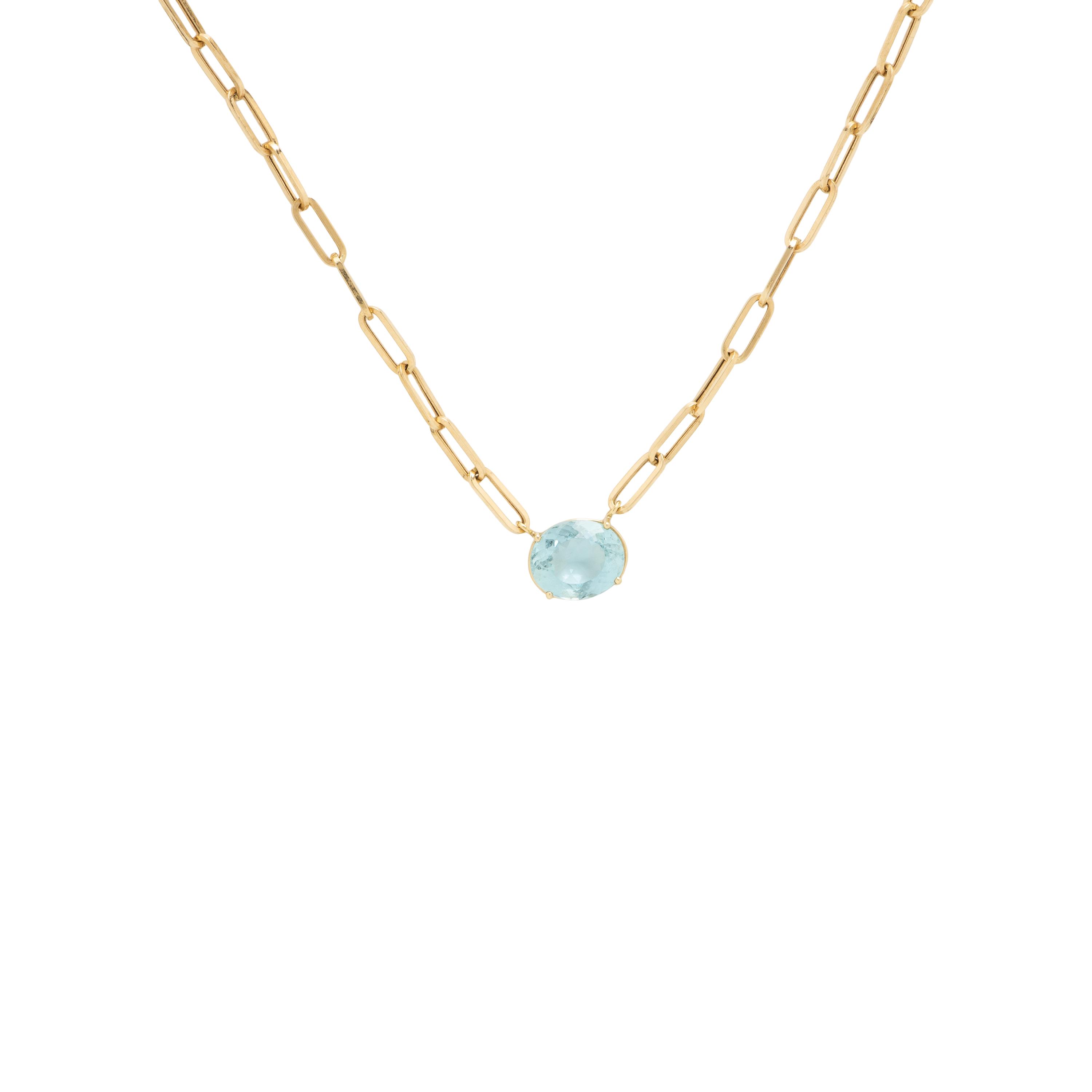 Yellow Gold and Aquamarine Necklace