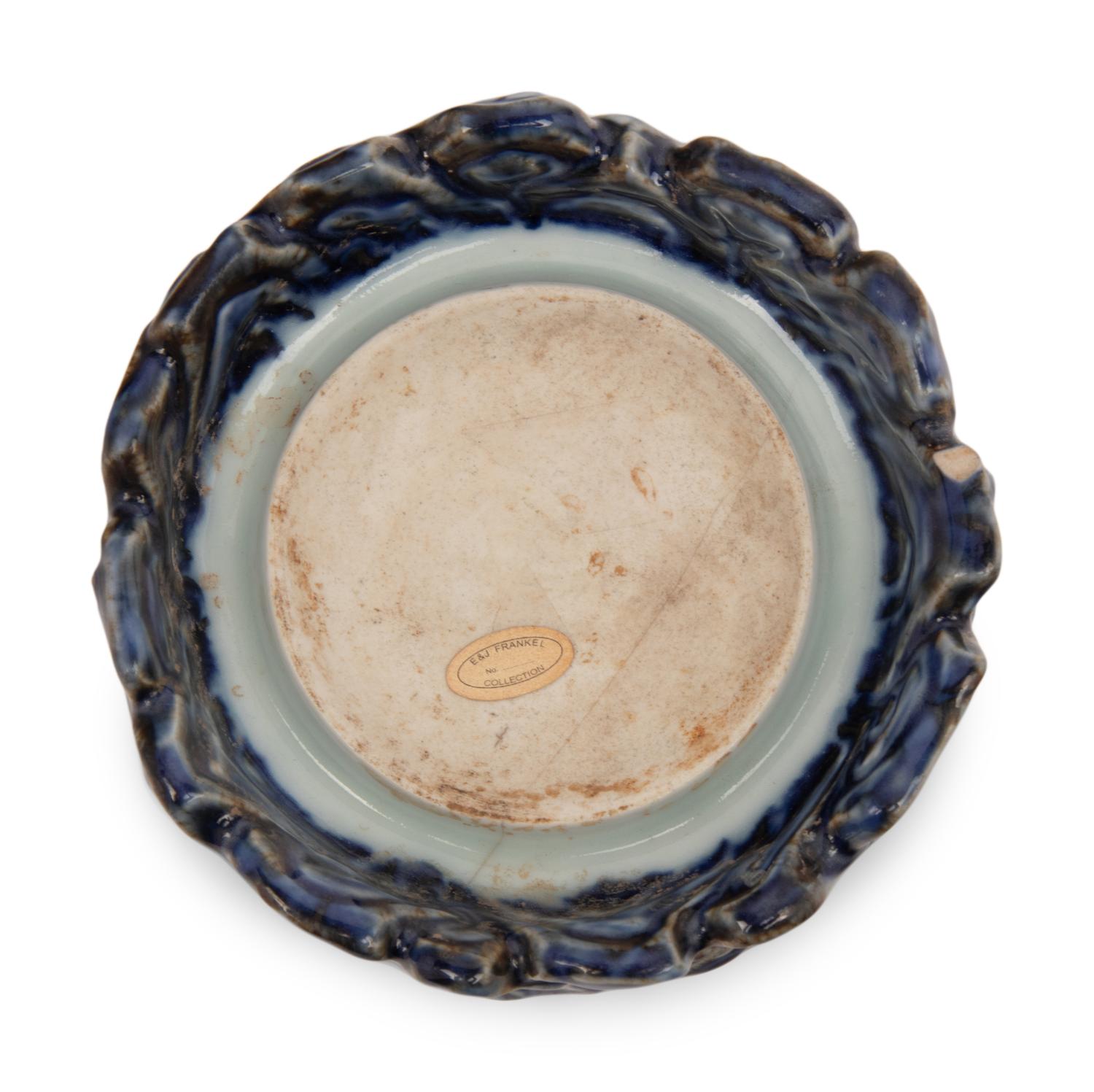 A Underglaze Red and Blue Porcelain 'Wave'-Form Inkstone