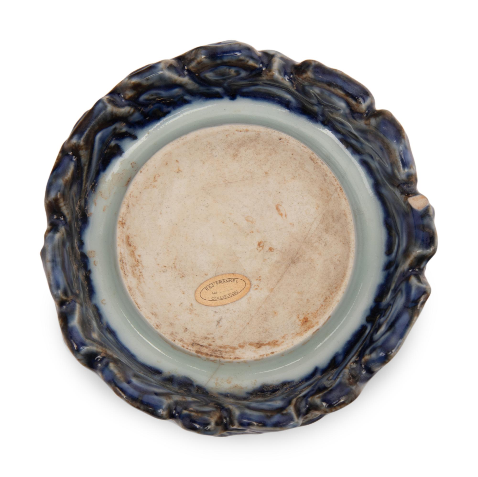 A Underglaze Red and Blue Porcelain 'Wave'-Form Inkstone