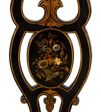 A Set of Three Victorian Ebonized Gilt and Mother of Pearl Chinoiserie Open Armchairs
