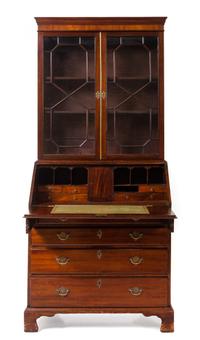 An English Mahogany Bureau Bookcase