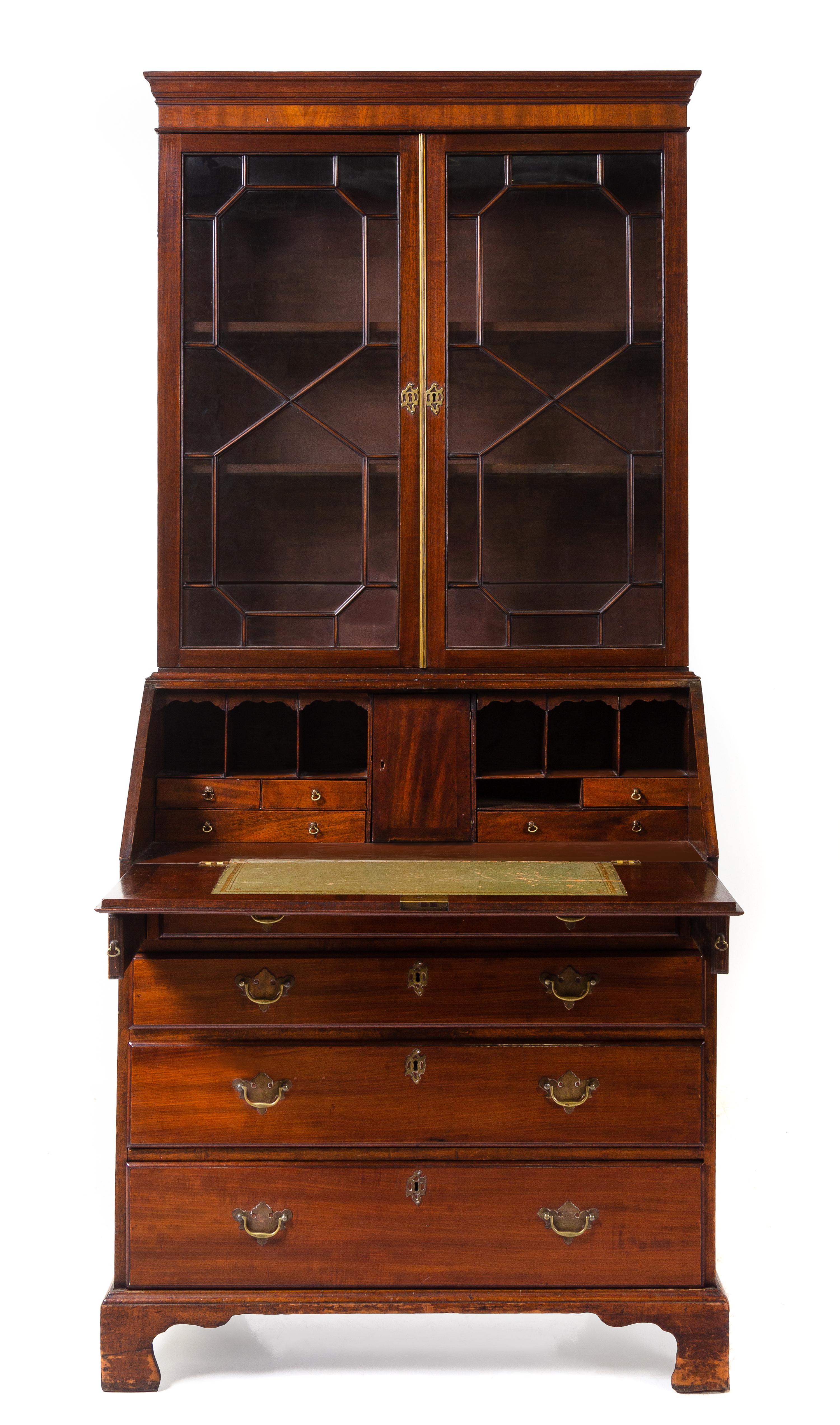 An English Mahogany Bureau Bookcase