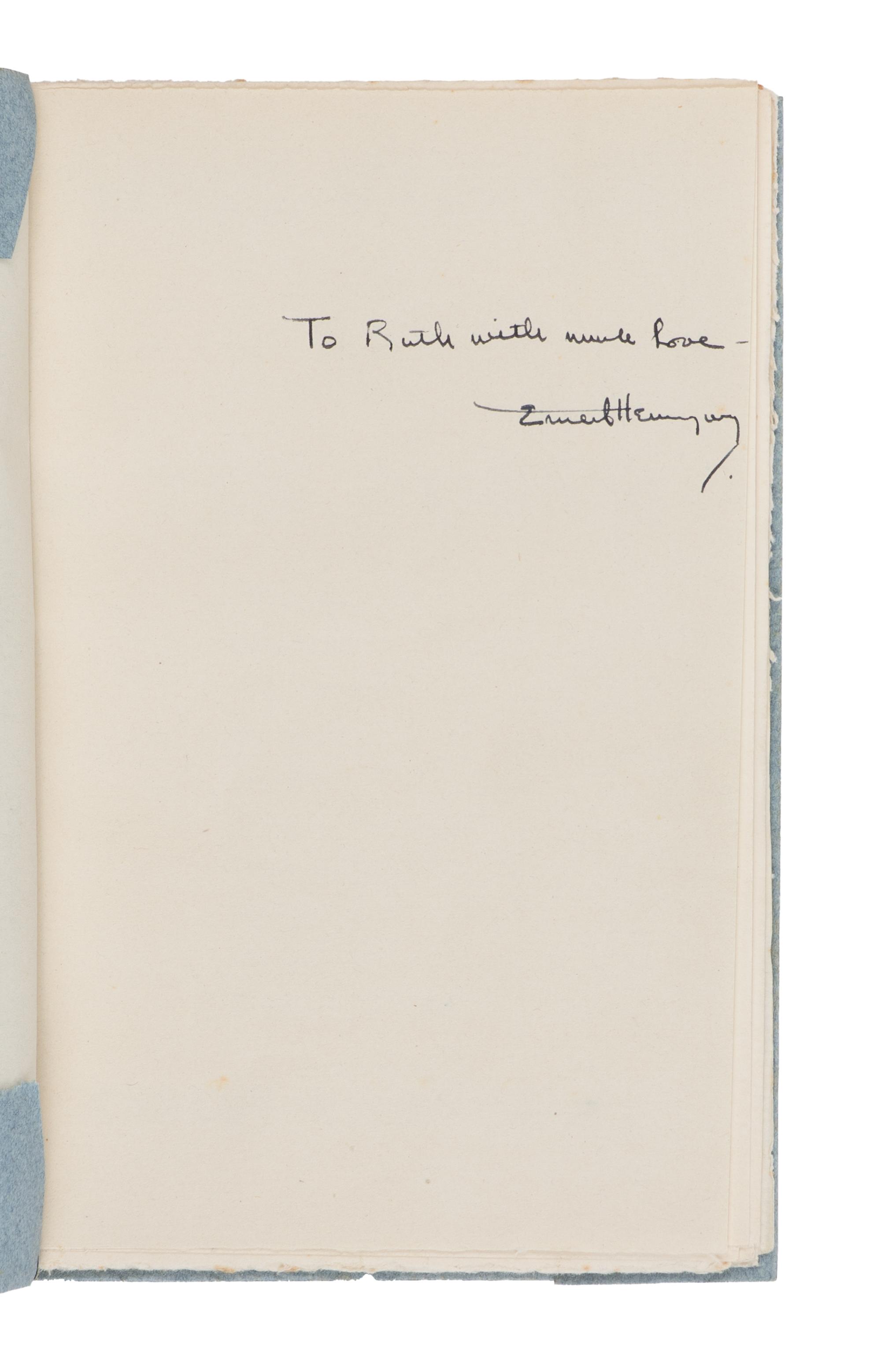 HEMINGWAY, Ernest (1899-1961). Three Stories and Ten Poems . Paris: Contact Publishing Co., 1923.