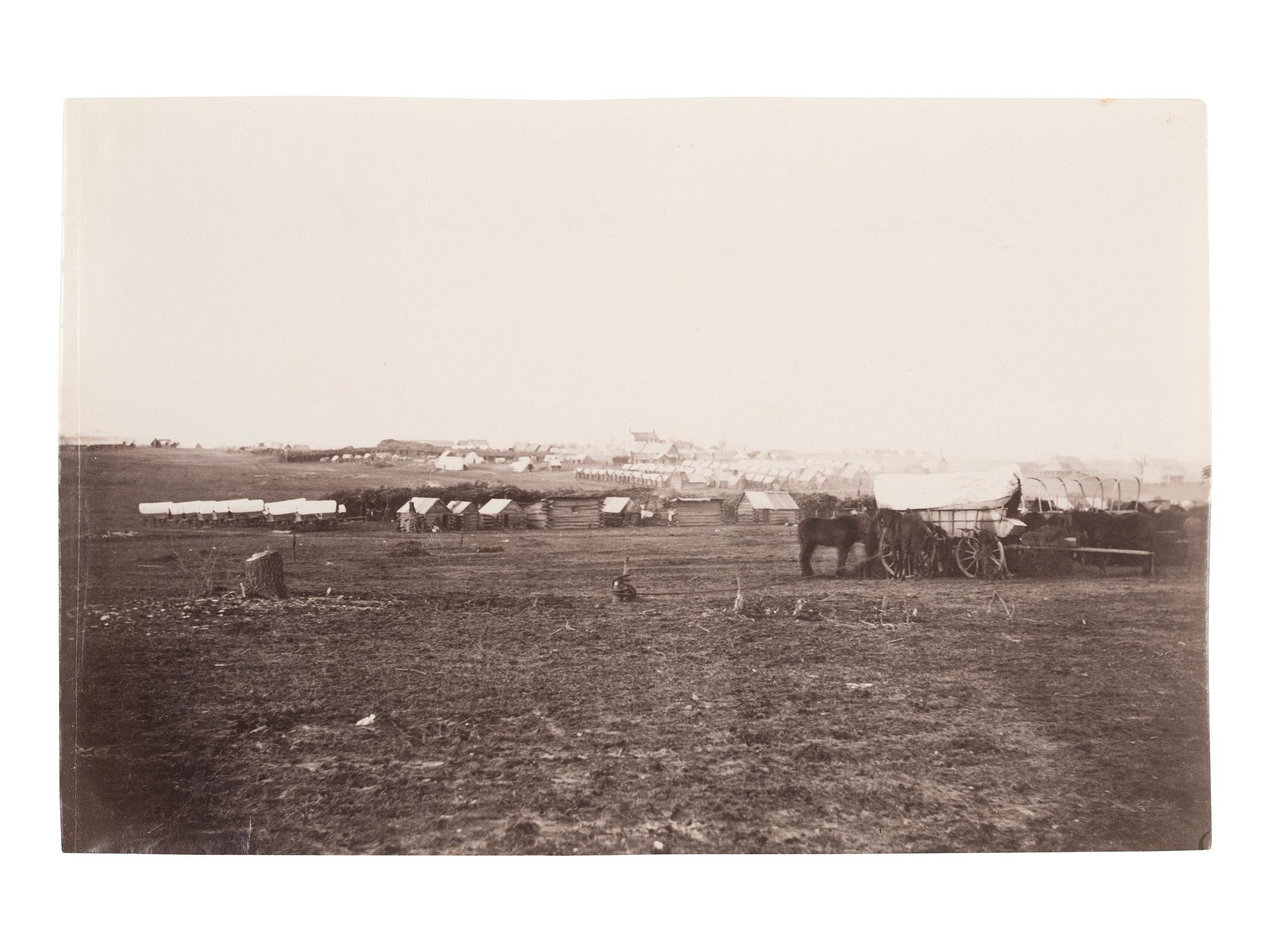 [CIVIL WAR]. Possibly by Timothy H. O'SULLIVAN (1840-1882), or James GARDNER (b. 1832), photographers. Winter Quarters of Army of the Potomac, Near Brandy Station, Virginia . 1864.