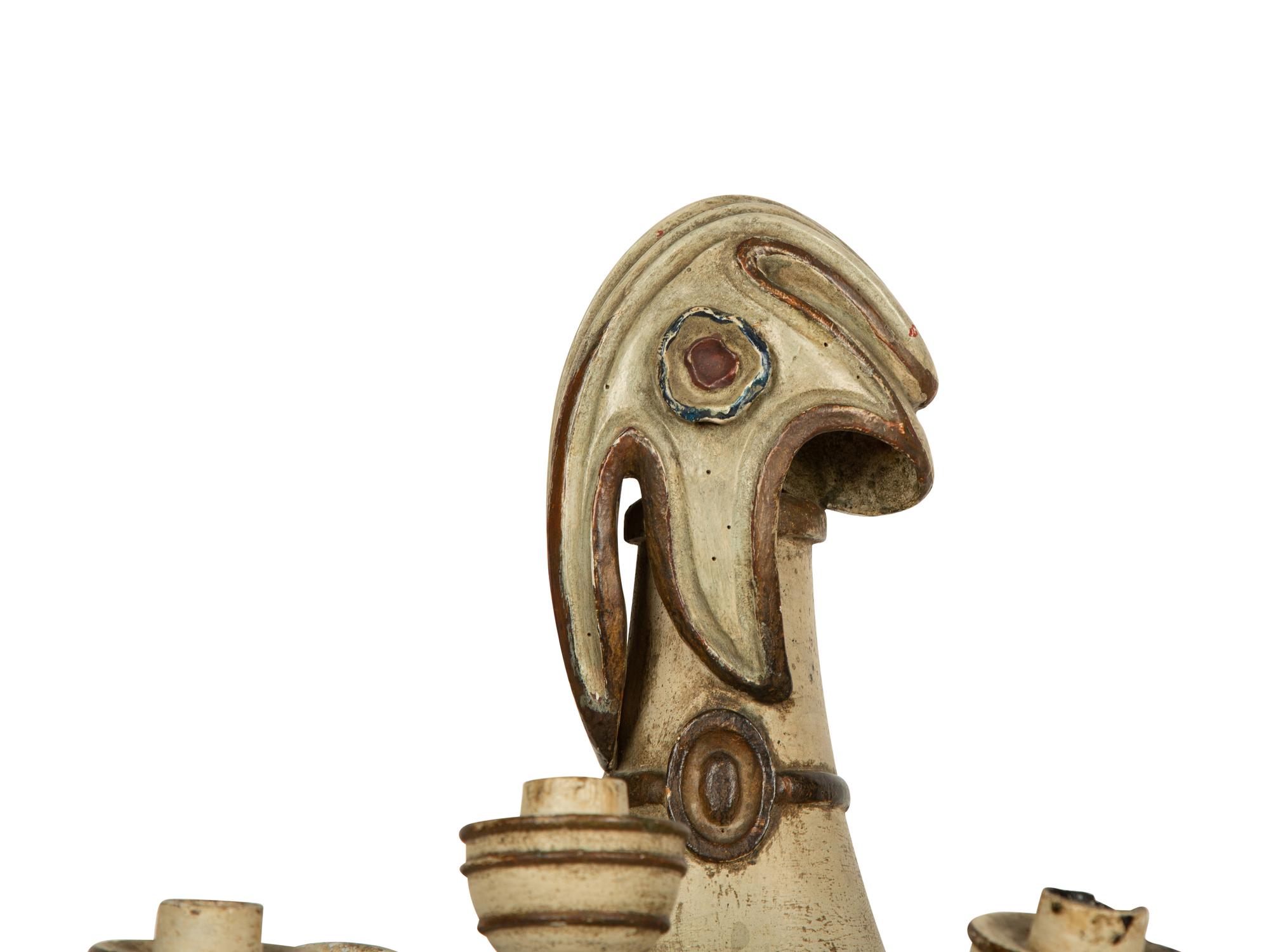 A Pair of French Painted Wood Three-Light Candelabra — EARLY 19TH CENTURY